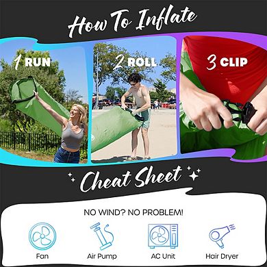 Nevlers Green Inflatable Lounger with Travel Bag and Pockets