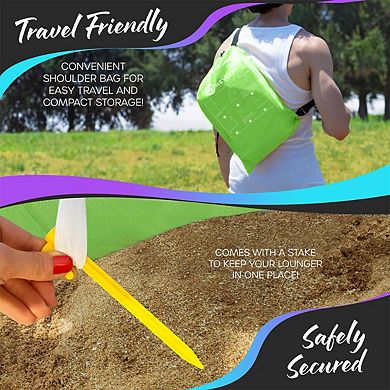 Nevlers Green Inflatable Lounger with Travel Bag and Pockets