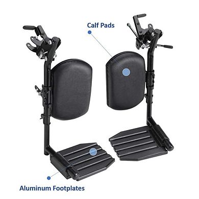Invacare Wheelchair Elevating Legrests - Padded Calf Support, Aluminum Footplates, Adjustable Length