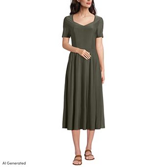 Petite Lands' End Silky Knit Sweetheart Midi Dress