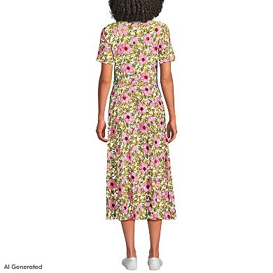 Petite Lands' End Silky Knit Sweetheart Midi Dress