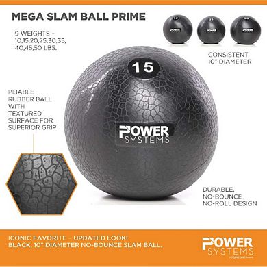 Power Systems MEGA Slam Ball Prime (25 lb), No-Bounce 10" Medicine Ball for Strength & Core Training