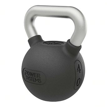 Power Systems Elite Rubber Kettlebell (40 lb), Premium Rubber Coated Kettlebell for Strength