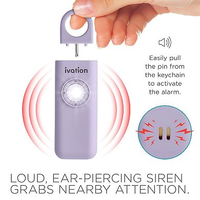 Ivation Personal SOS Keychain Alarm, Rechargeable Personal Alarm w/LED Strobe Light
