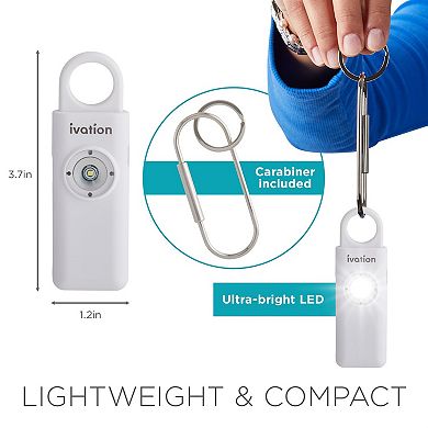 Ivation Personal SOS Keychain Alarm, Rechargeable Personal Alarm w/LED Strobe Light