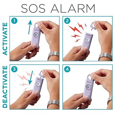 Ivation Personal SOS Keychain Alarm, Rechargeable Personal Alarm w/LED Strobe Light