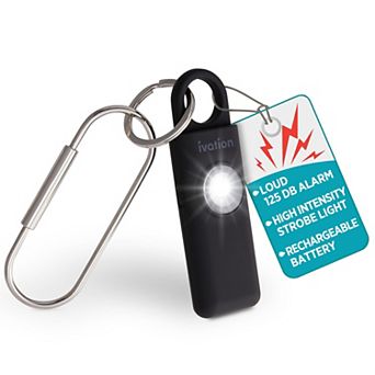 Ivation Personal SOS Keychain Alarm, Rechargeable Personal Alarm w/LED Strobe Light