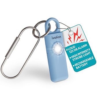 Ivation Personal SOS Keychain Alarm, Rechargeable Personal Alarm w/LED Strobe Light