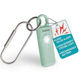 Ivation Personal SOS Keychain Alarm, Rechargeable Personal Alarm w/LED Strobe Light