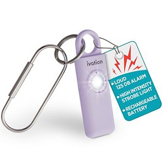 Ivation Personal SOS Keychain Alarm, Rechargeable Personal Alarm w/LED Strobe Light