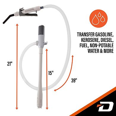 Deway Fuel Transfer Pump With Flow Control Battery Operated Gasoline Siphon Pump, 39 Hose, 2.4 GPM