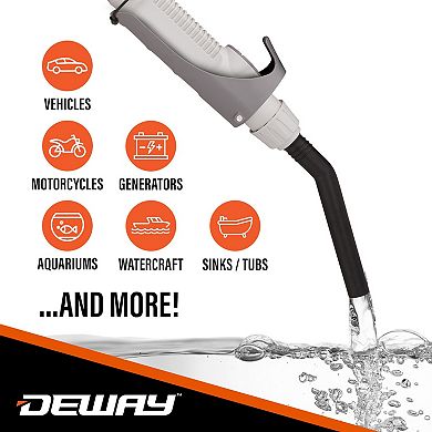 Deway Fuel Transfer Pump With Flow Control Battery Operated Gasoline Siphon Pump, 39 Hose, 2.4 GPM
