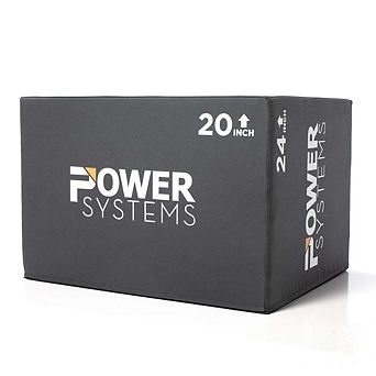 Power Systems 3-in-1 Foam Plyo Box 16" x 20" - Non-Slip Plyometric Jump Box for Home Gym