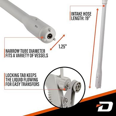 Deway Battery-Powered Stick Fuel Transfer Pump with Hand Trigger Nozzle, 3.2GPM Flow Rate & 51