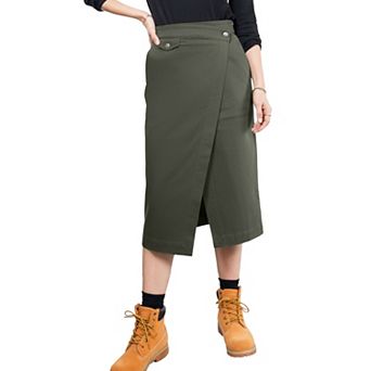 The Essential Cotton Twill Utility Wrap Skirt