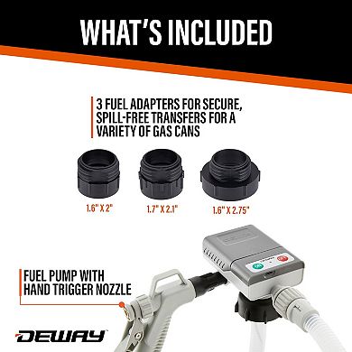 Deway Gas Can Fuel Transfer Pump with Trigger Nozzle, Fast 3.8 GPM Flow Rate