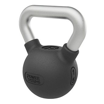 Power Systems Elite Rubber Kettlebell (15 lb), Premium Rubber Coated Kettlebell for Strength