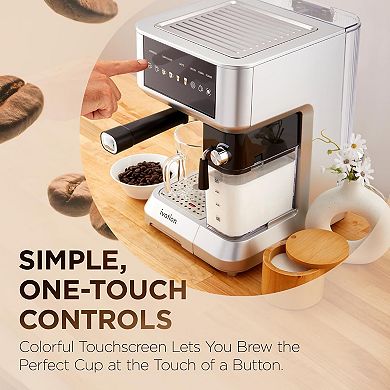 Ivation Espresso Cappuccino Latte Machine with Milk Frother, 58mm Portafilter, Auto Clean, Black