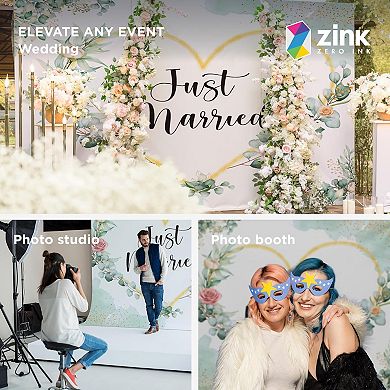 Zink Wedding Photo Backdrop - Wrinkle-Free Photo Studio Backdrop with Just Married Text