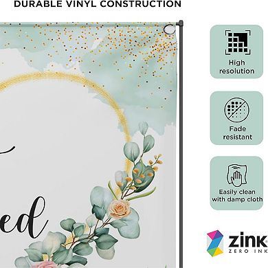 Zink Wedding Photo Backdrop - Wrinkle-Free Photo Studio Backdrop with Just Married Text