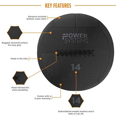 Power Systems Ballistic Ball, 14" Tough Soft-Shell Medicine Ball for Training & Fitness (6 lbs)