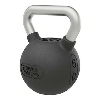 Power Systems Elite Rubber Kettlebell (60 lb), Premium Rubber Coated Kettlebell for Strength