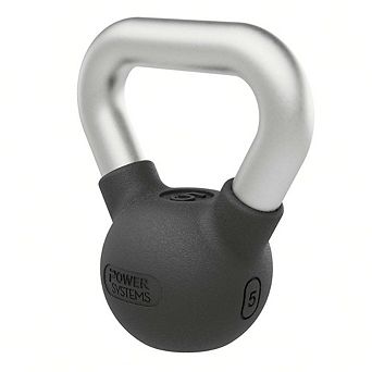 Power Systems Elite Rubber Kettlebell (5 lb), Premium Rubber Coated Kettlebell for Strength Training