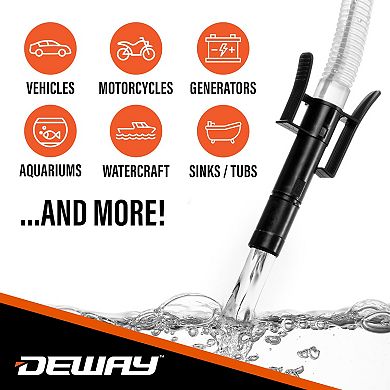 Deway Automatic Small 15" Fuel Transfer Pump W/Auto-Stop & Beep, D Battery Powered, 2.4 Gal/Minute
