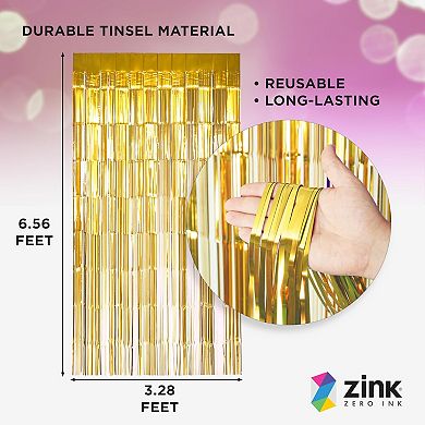 Zink Foil Curtain Backdrop, Tinsel Streamers for Photo Booth, Parties & Weddings - 2 Pack