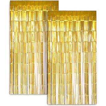 Zink Foil Curtain Backdrop, Tinsel Streamers for Photo Booth, Parties & Weddings - 2 Pack