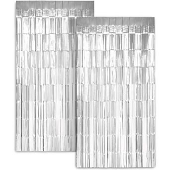 Zink Foil Curtain Backdrop, Tinsel Streamers for Photo Booth, Parties & Weddings - 2 Pack