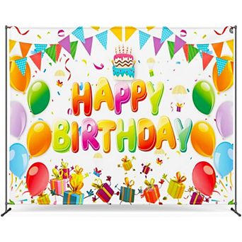 Zink Birthday Photo Backdrop. Wrinkle-Free Photo Studio Backdrop with Happy Birthday Text