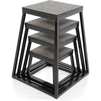 Power Systems Plyometric Jump Box 24" - Non-Slip Steel Frame Box for Home Gym Training, Black