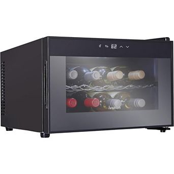 Ivation Premium 8 Bottle Horizontal Thermoelectric Wine Cooler, Freestanding Wine Fridge - Black
