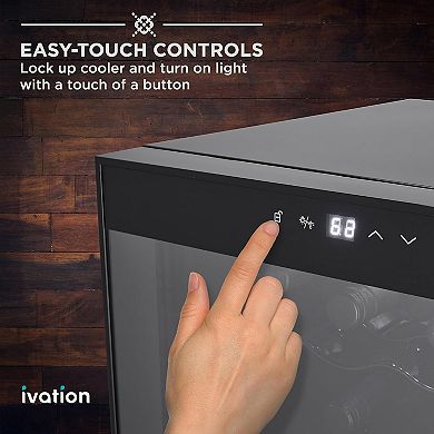 Ivation Premium 8 Bottle Horizontal Thermoelectric Wine Cooler, Freestanding Wine Fridge - Black