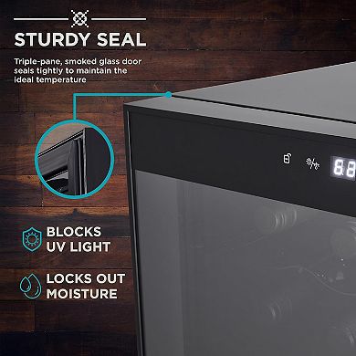 Ivation Premium 8 Bottle Horizontal Thermoelectric Wine Cooler, Freestanding Wine Fridge - Black