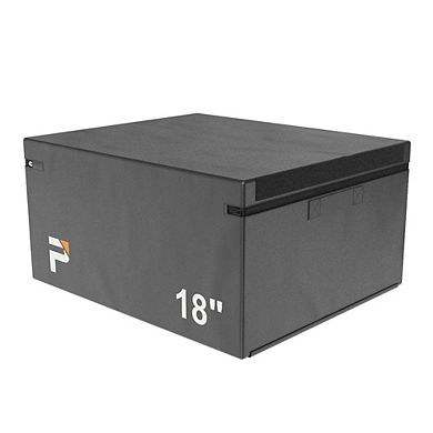 Power Systems Stackable Plyo Box 18" - Vinyl Covered Plyometric Jump Box with Hook & Loop Straps