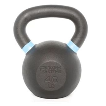 Power Systems Cast Iron Kettlebell (40 lb), Strength Training Kettlebells for Home Gym Workouts