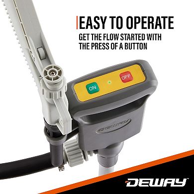 Deway Automatic Fuel Transfer Pump W/Rubber Hose & Flow Control Nozzle, USB-C or AA Battery Powered