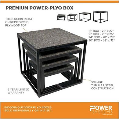 Power Systems 24" Premium Plyo Box, Non-Slip Workout Step-Up, Portable Plyometric Jump Box