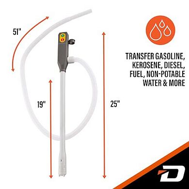Deway Battery Fuel Transfer Pump, 3.2GPM Flow, 51” Hose, for Gasoline, Diesel, Kerosene & Water