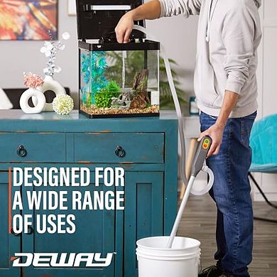 Deway Battery Fuel Transfer Pump, 3.2GPM Flow, 51” Hose, for Gasoline, Diesel, Kerosene & Water