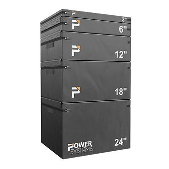 Power Systems Stackable Plyo Box 3" - Vinyl Covered Plyometric Jump Box with Hook & Loop Straps