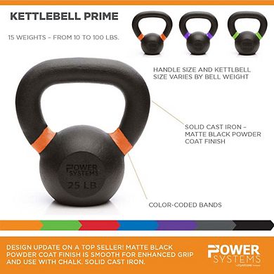 Power Systems Cast Iron Kettlebell (60 lb), Strength Training Kettlebells for Home Gym Workouts