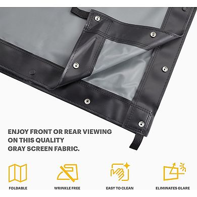 KODAK 150” Replacement Dual Projector Screen, Fast Fold Front & Rear Projection Backdrop - Gray