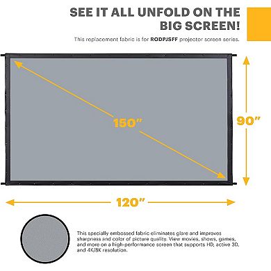 KODAK 150” Replacement Dual Projector Screen, Fast Fold Front & Rear Projection Backdrop - Gray