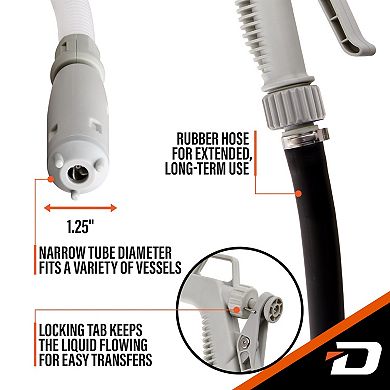 Deway Ultra Fast Can Fuel Transfer Pump, USB & Battery Power, Trigger Nozzle, Rubber Hose & Adapters