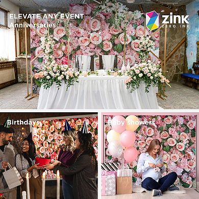 Zink Roses Photo Backdrop. Wrinkle-Free Photo Studio Backdrop for Weddings, Valentine's Day, & More