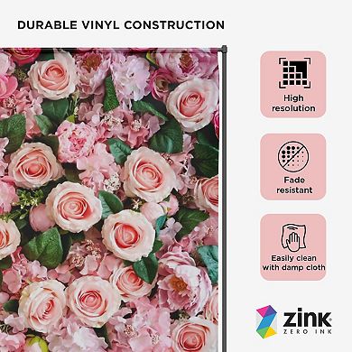 Zink Roses Photo Backdrop. Wrinkle-Free Photo Studio Backdrop for Weddings, Valentine's Day, & More