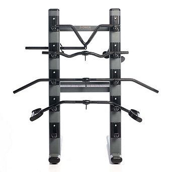 Power Systems Black Chrome Cable Attachment Rack with 9 Gym Accessories Attachments Included